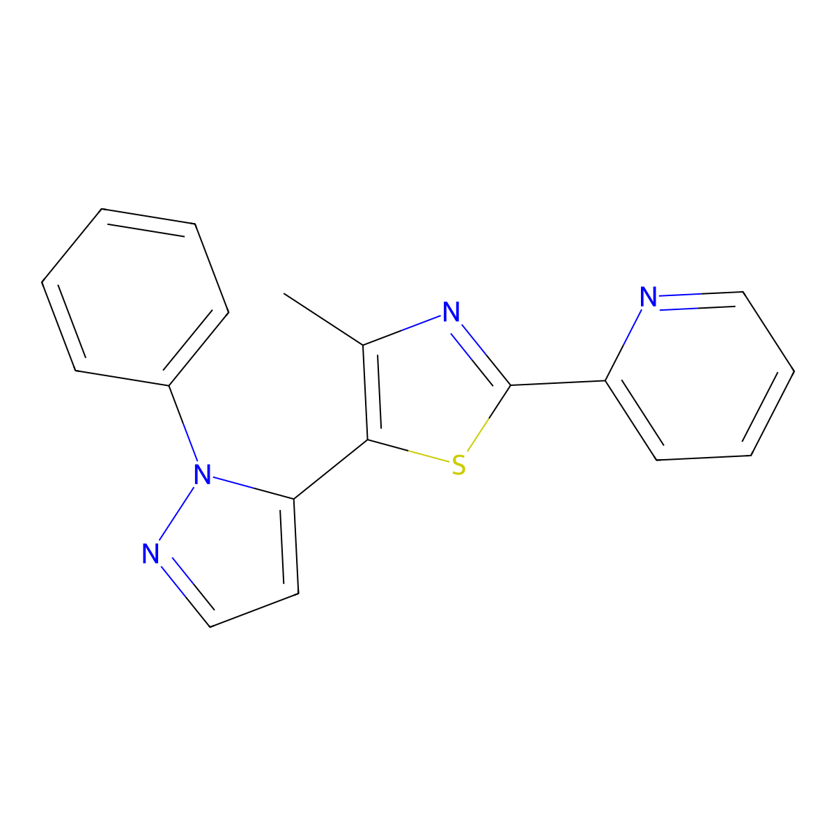 2-[4-methyl-5-(1-phenyl-1H-pyrazol-5-yl)-1,3-thiazol-2-yl]pyridine molecular structure, CAS 2060360-99-6