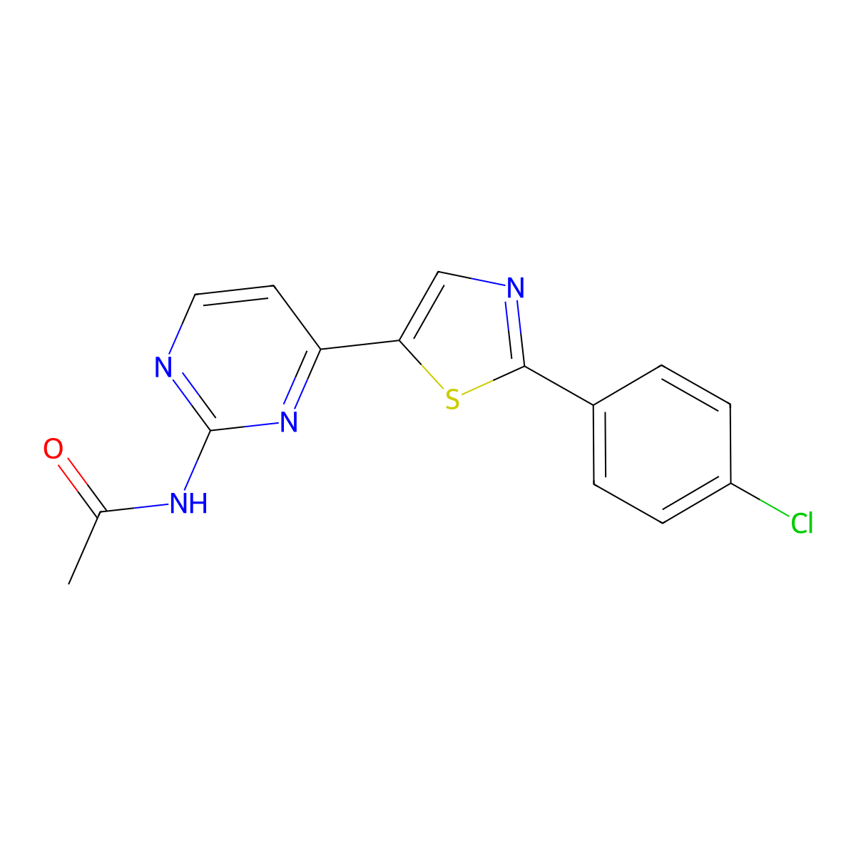 N-{4-[2-(4-chlorophenyl)-1,3-thiazol-5-yl]pyrimidin-2-yl}acetamide molecular structure, CAS 2060361-25-1