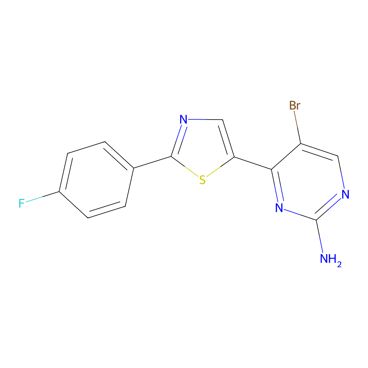 5-Bromo-4-[2-(4-fluorophenyl)-1,3-thiazol-5-yl]-2-pyrimidinylamine molecular structure, CAS 2060361-29-5