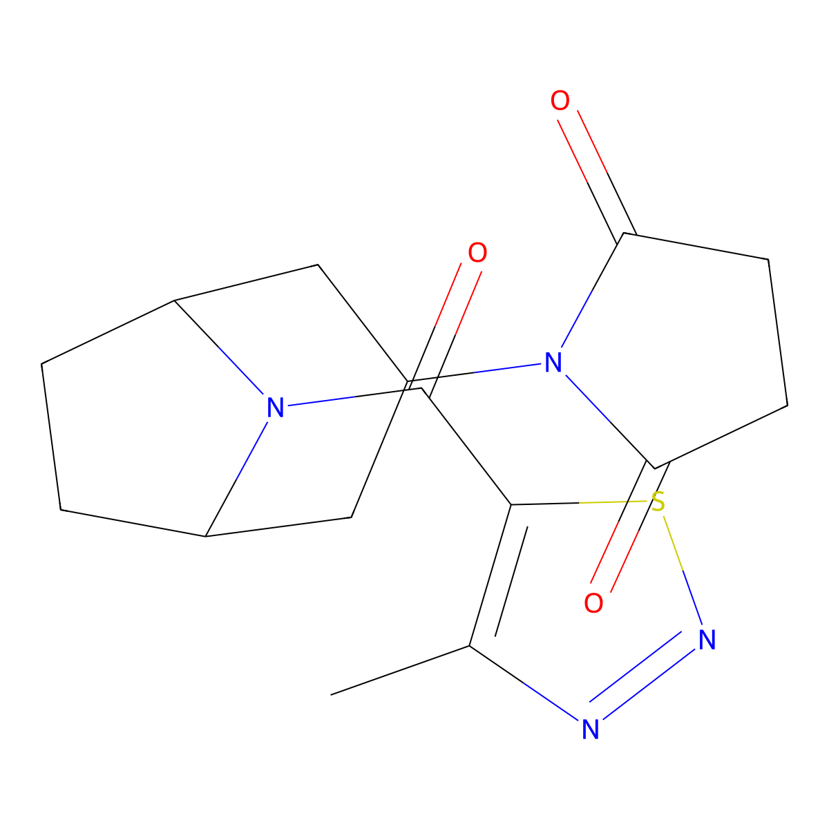 1-((1R,5S)-8-(4-methyl-1,2,3-thiadiazole-5-carbonyl)-8-azabicyclo[3.2.1]octan-3-yl)pyrrolidine-2,5-dione molecular structure, CAS 2060473-61-0