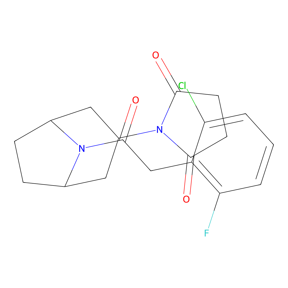 1-((1R,5S)-8-(2-(2-chloro-6-fluorophenyl)acetyl)-8-azabicyclo[3.2.1]octan-3-yl)pyrrolidine-2,5-dione molecular structure, CAS 2060474-00-0