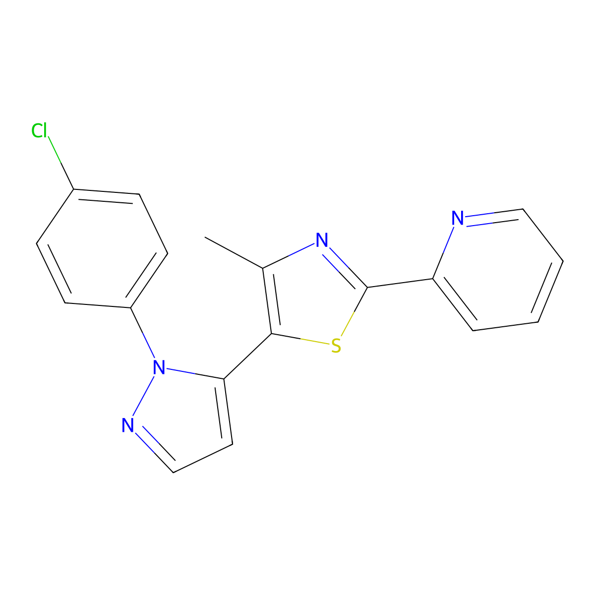 2-{5-[1-(4-chlorophenyl)-1H-pyrazol-5-yl]-4-methyl-1,3-thiazol-2-yl}pyridine molecular structure, CAS 2060497-79-0