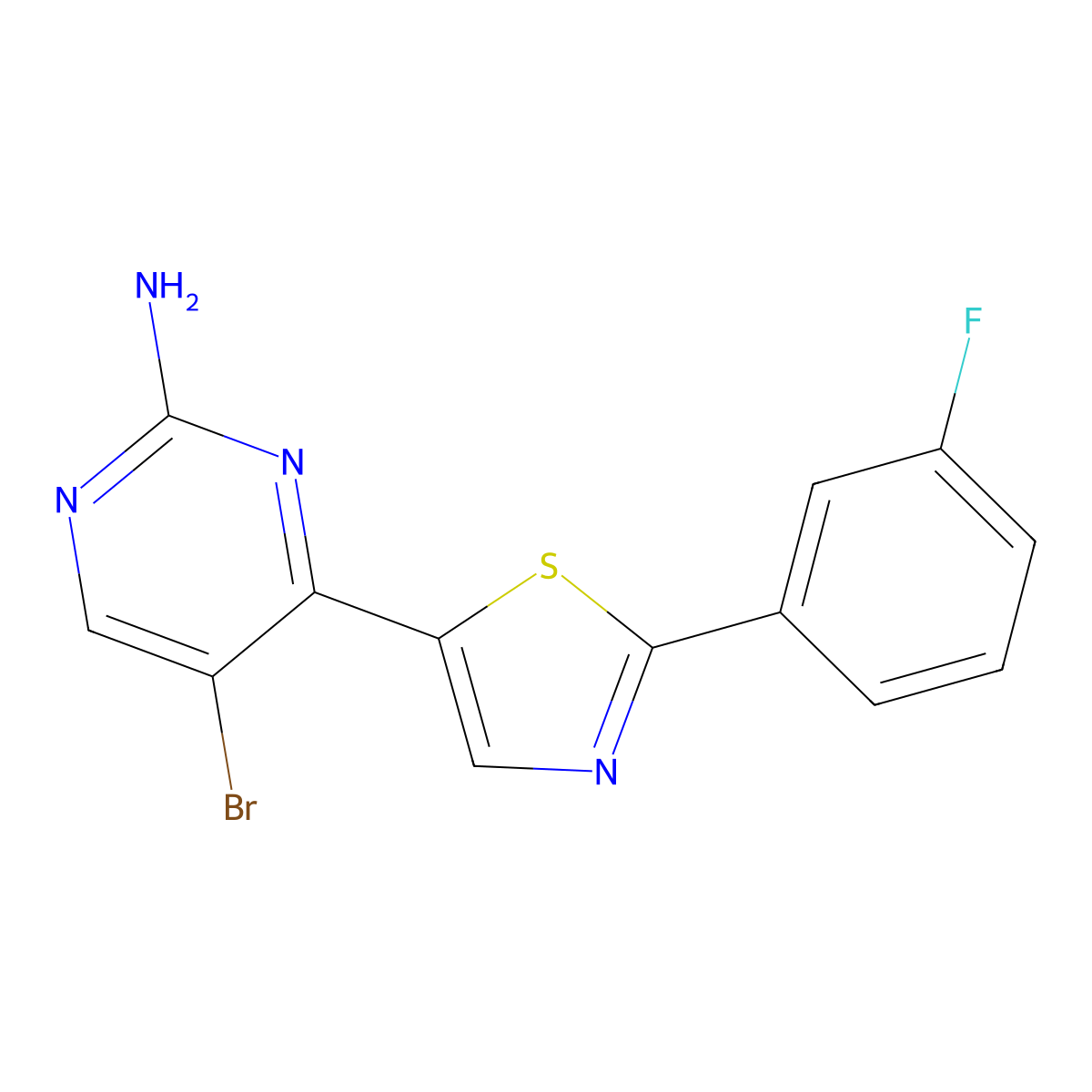 5-Bromo-4-[2-(3-fluorophenyl)-1,3-thiazol-5-yl]-2-pyrimidinylamine molecular structure, CAS 2060497-84-7