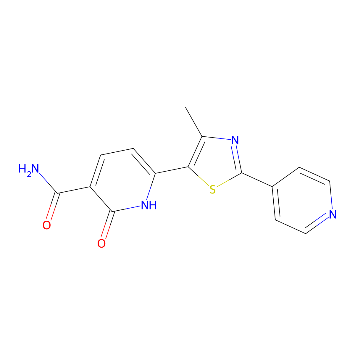6-[4-Methyl-2-(pyridin-4-yl)-1,3-thiazol-5-yl]-2-oxo-1,2-dihydropyridine-3-carboxamide molecular structure, CAS 2060497-94-9