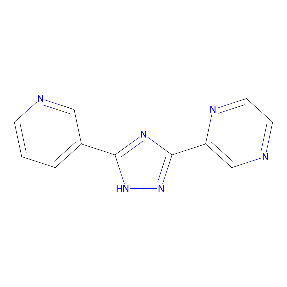 2-(5-(pyridin-3-yl)-1H-1,2,4-triazol-3-yl)pyrazine molecular structure, CAS 206051-49-2