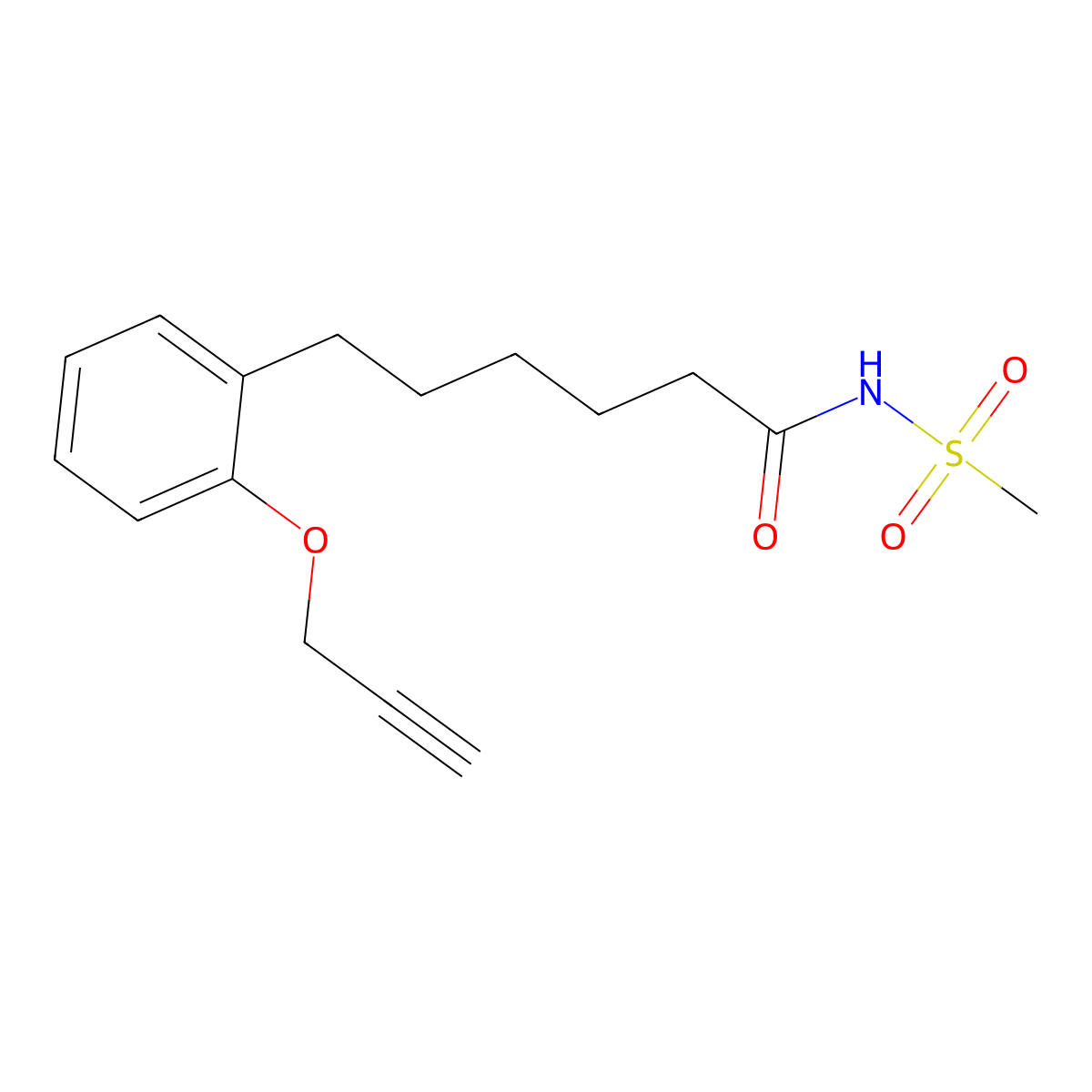 N-Methylsulfonyl-6-(2-propargyloxyphenyl)hexanamide molecular structure, CAS 206052-02-0