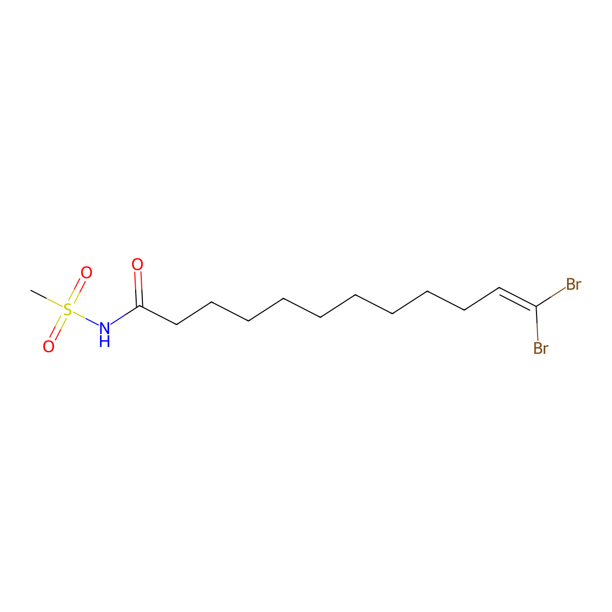 12,12-Dibromo-N-(methylsulfonyl)-11-dodecenamide molecular structure, CAS 206052-03-1