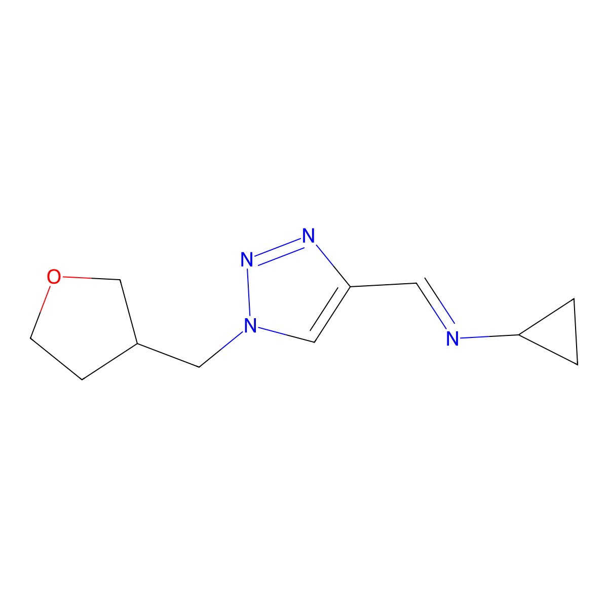 (1Z)-N-Cyclopropyl-1-{1-[(oxolan-3-yl)methyl]-1H-1,2,3-triazol-4-yl}methanimine molecular structure, CAS 2060522-88-3