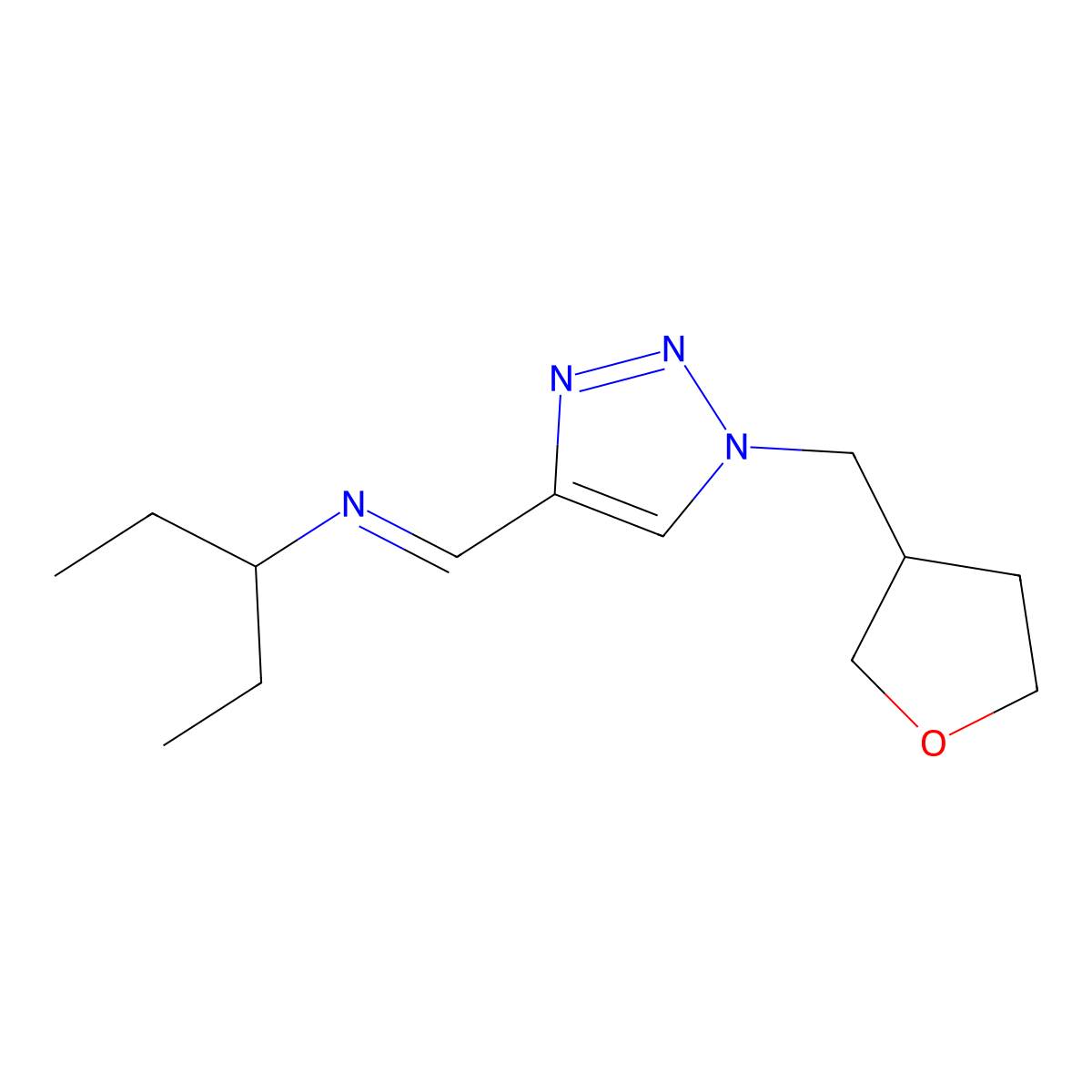 (Z)-({1-[(oxolan-3-yl)methyl]-1H-1,2,3-triazol-4-yl}methylidene)(pentan-3-yl)amine molecular structure, CAS 2060522-97-4