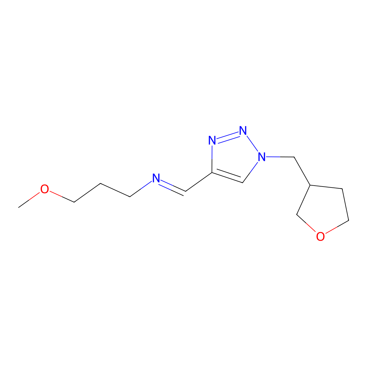 (Z)-(3-Methoxypropyl)({1-[(oxolan-3-yl)methyl]-1H-1,2,3-triazol-4-yl}methylidene)amine molecular structure, CAS 2060523-04-6