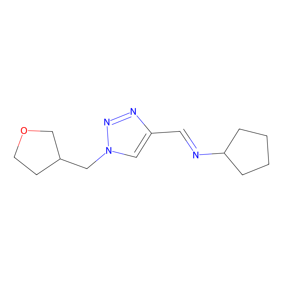 (1Z)-N-Cyclopentyl-1-{1-[(oxolan-3-yl)methyl]-1H-1,2,3-triazol-4-yl}methanimine molecular structure, CAS 2060523-05-7