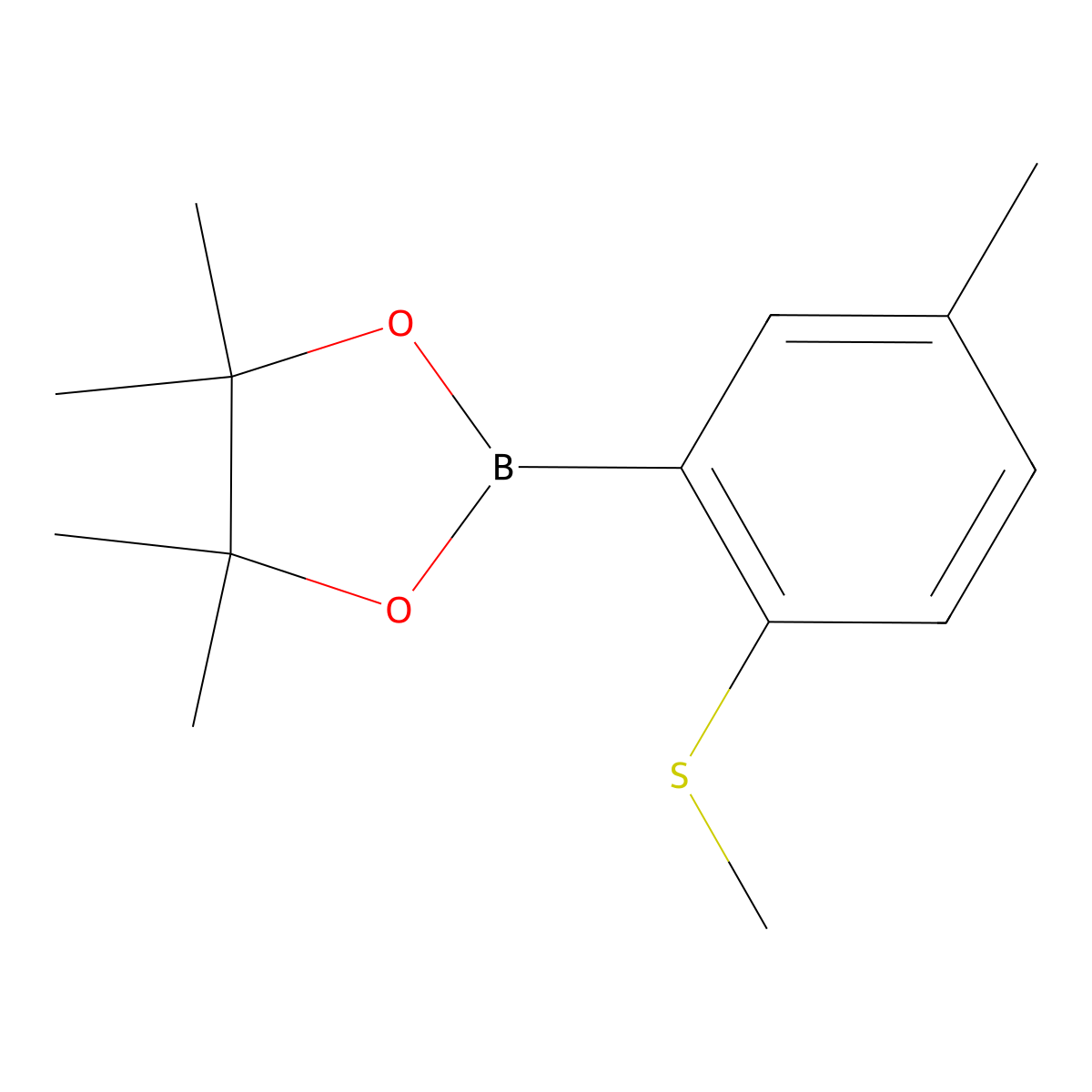 4,4,5,5-Tetramethyl-2-(5-methyl-2-(methylthio)phenyl)-1,3,2-dioxaborolane molecular structure, CAS 2060540-98-7