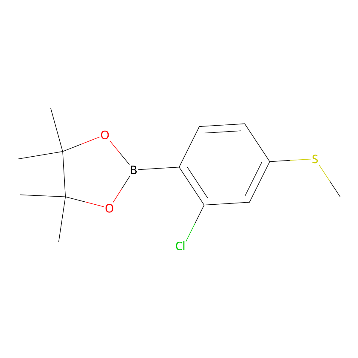 2-[2-Chloro-4-(methylsulfanyl)phenyl]-4,4,5,5-tetramethyl-1,3,2-dioxaborolane molecular structure, CAS 2060541-22-0