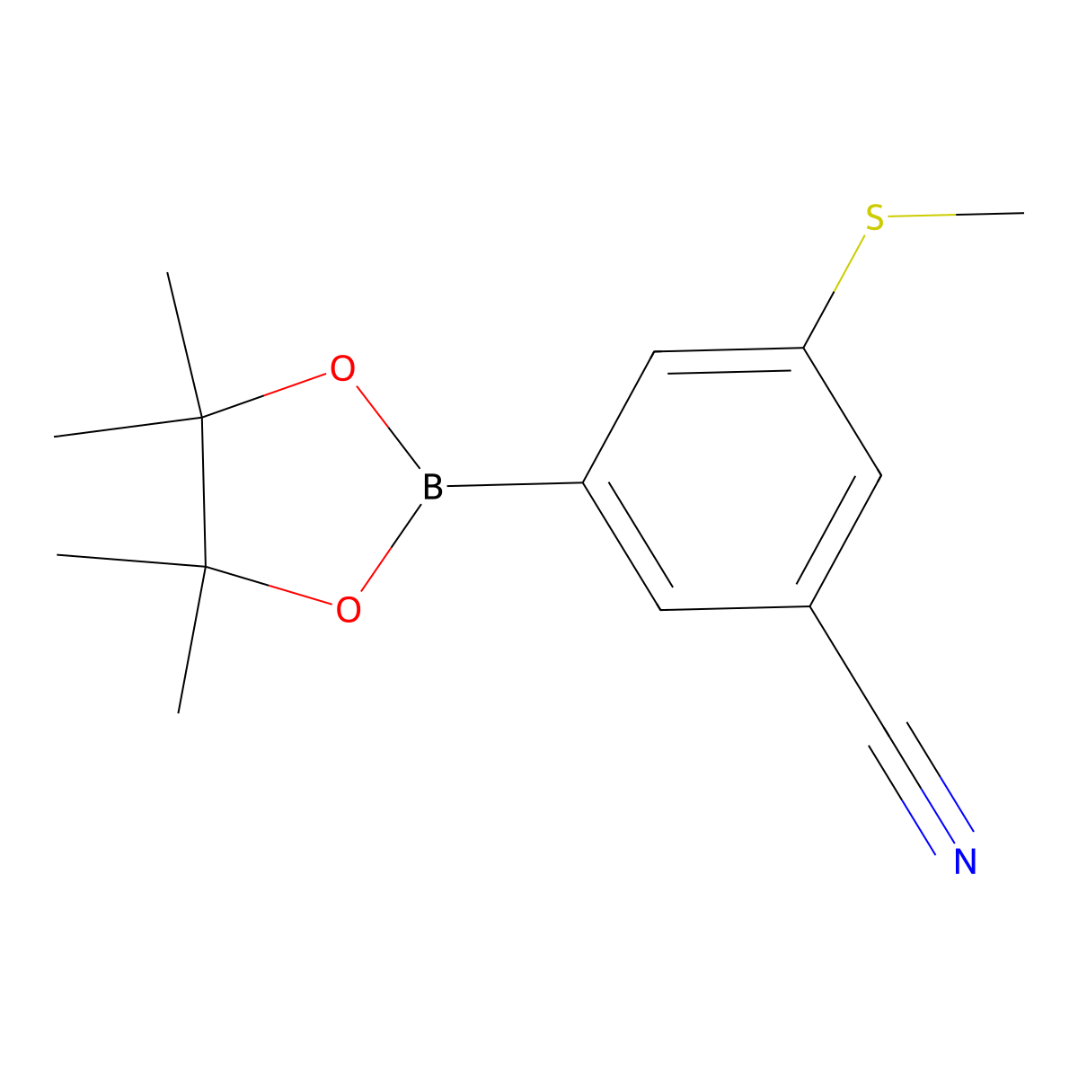 3-(Methylthio)-5-(4,4,5,5-tetramethyl-1,3,2-dioxaborolan-2-YL)benzonitrile molecular structure, CAS 2060541-35-5