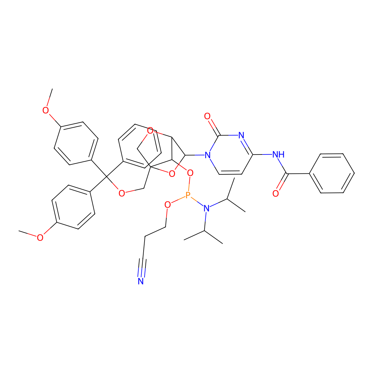 DMTr-LNA-C(Bz)-3-CED-phosphoramidite molecular structure, CAS 206055-78-9