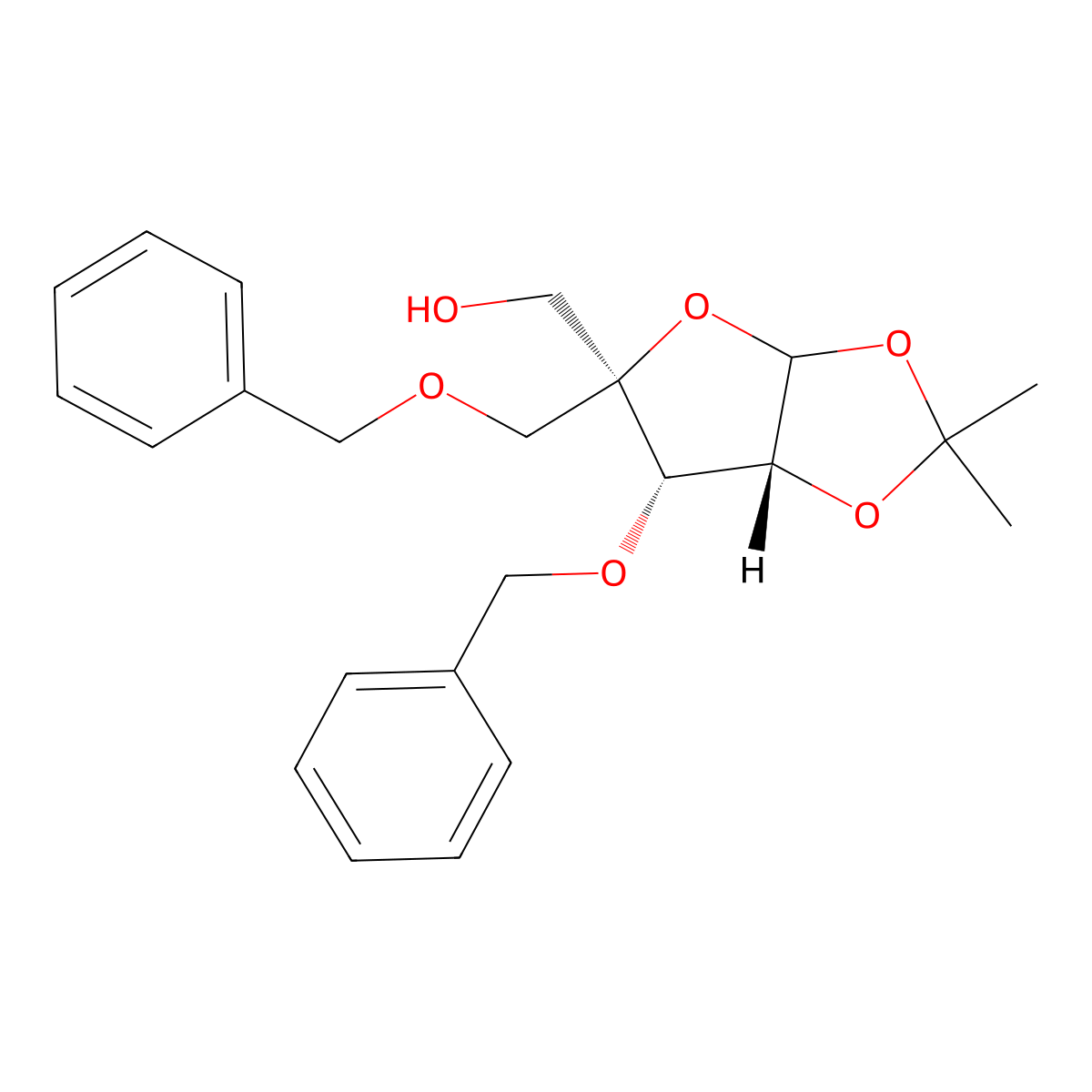((5R,6S,6aR)-6-(benzyloxy)-5-((benzyloxy)methyl)-2,2-dimethyltetrahydrofuro[2,3-d][1,3]dioxol-5-yl)methanol molecular structure, CAS 206055-83-6
