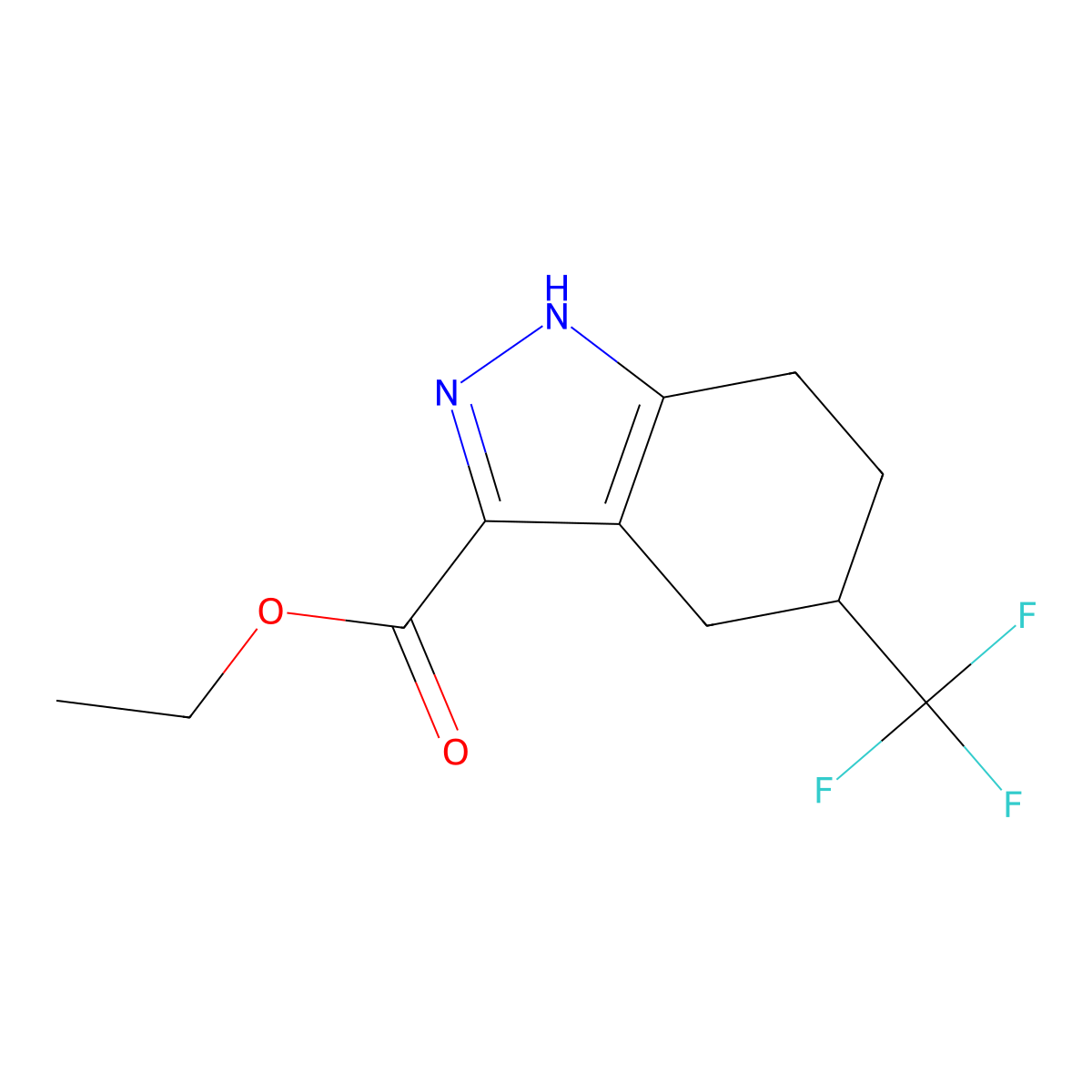 Ethyl 5-(trifluoromethyl)-4,5,6,7-tetrahydro-1H-indazole-3-carboxylate molecular structure, CAS 2060587-75-7