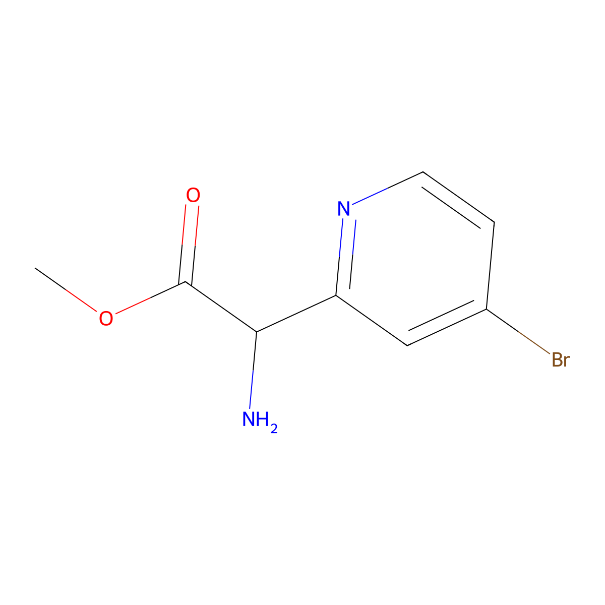 Methyl 2-amino-2-(4-bromopyridin-2-yl)acetate molecular structure, CAS 2060591-15-1