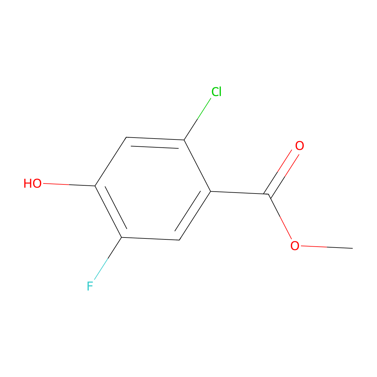 Methyl 2-chloro-5-fluoro-4-hydroxybenzoate molecular structure, CAS 2060616-05-7