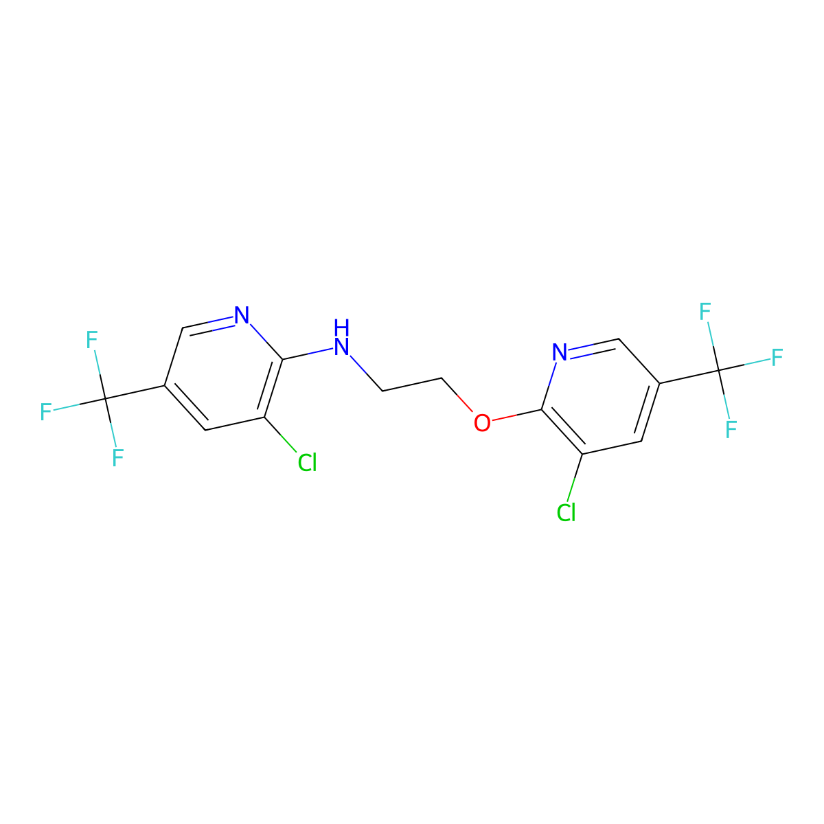 3-chloro-N-(2-{[3-chloro-5-(trifluoromethyl)-2-pyridinyl]oxy}ethyl)-5-(trifluoromethyl)-2-pyridinamine molecular structure, CAS 2060733-80-2