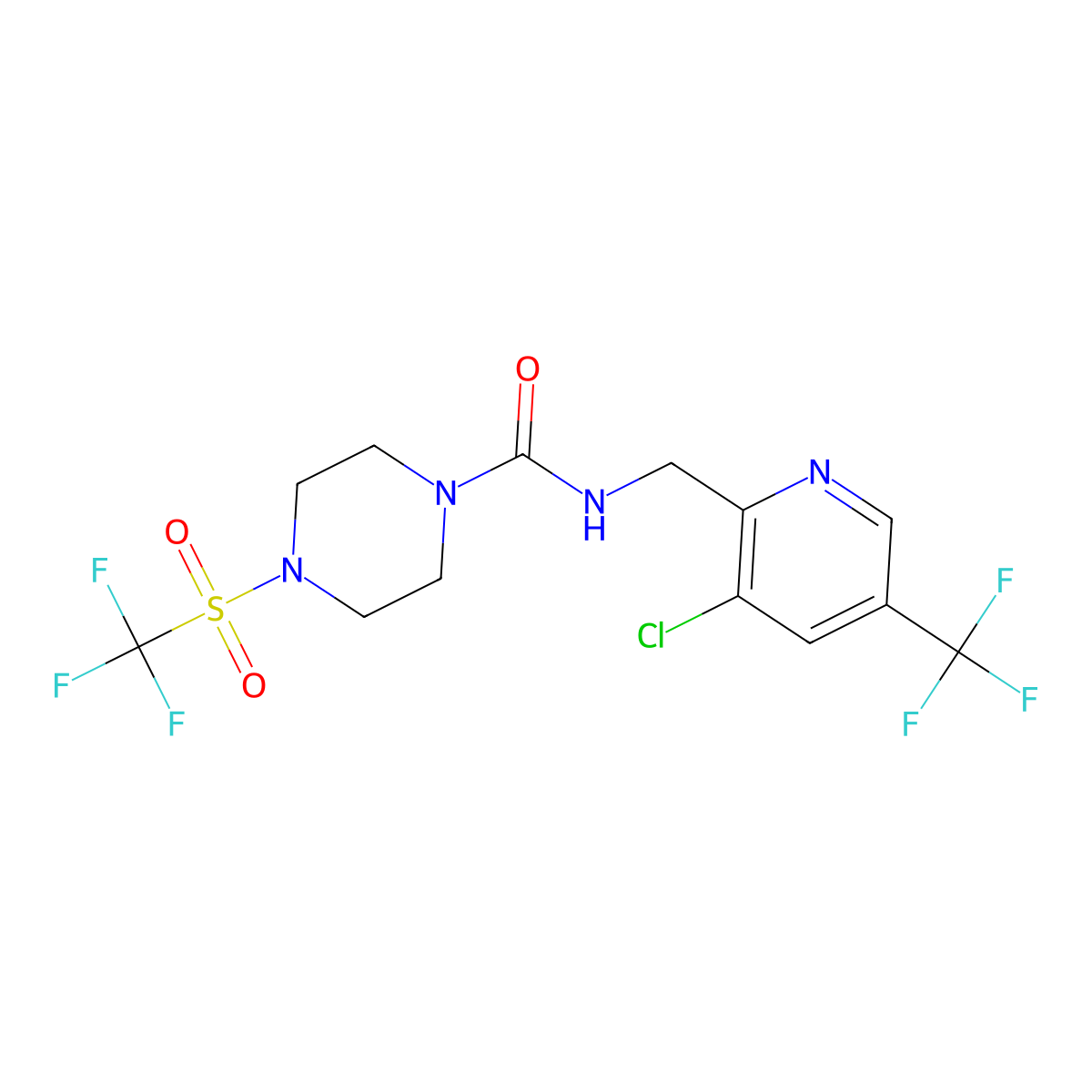 N-{[3-chloro-5-(trifluoromethyl)pyridin-2-yl]methyl}-4-trifluoromethanesulfonylpiperazine-1-carboxamide molecular structure, CAS 2060748-07-2
