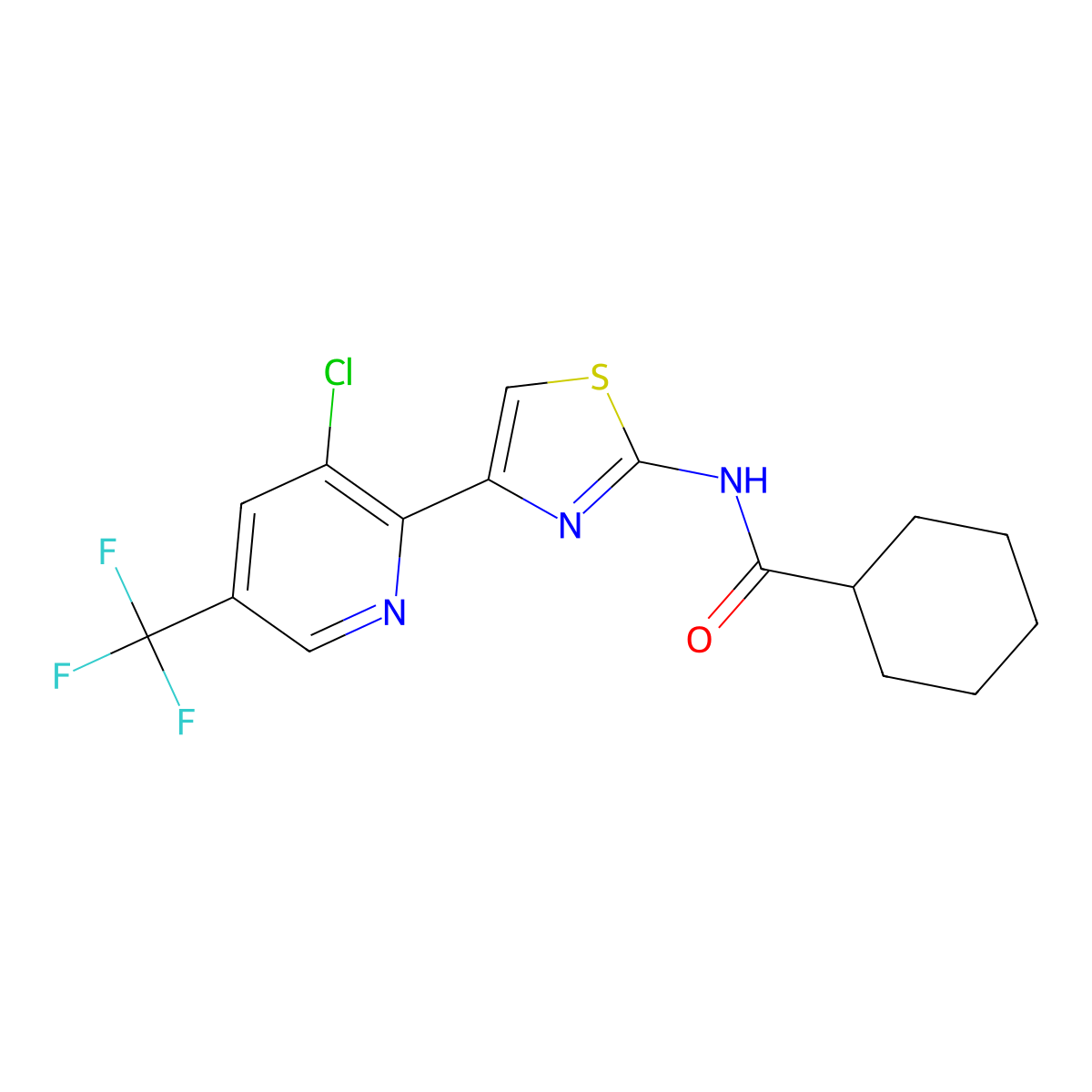 N-{4-[3-chloro-5-(trifluoromethyl)pyridin-2-yl]-1,3-thiazol-2-yl}cyclohexanecarboxamide molecular structure, CAS 2060748-71-0