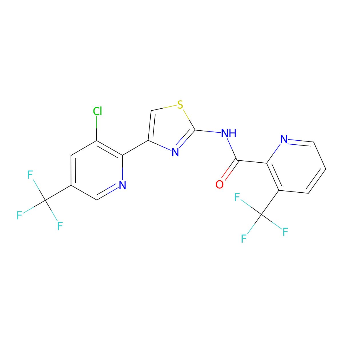 N-{4-[3-chloro-5-(trifluoromethyl)pyridin-2-yl]-1,3-thiazol-2-yl}-3-(trifluoromethyl)pyridine-2-carboxamide molecular structure, CAS 2060748-79-8
