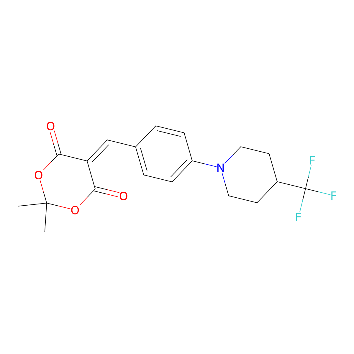 2,2-Dimethyl-5-{4-[4-(trifluoromethyl)piperidin-1-yl]benzylidene}-1,3-dioxane-4,6-dione molecular structure, CAS 2060750-10-7