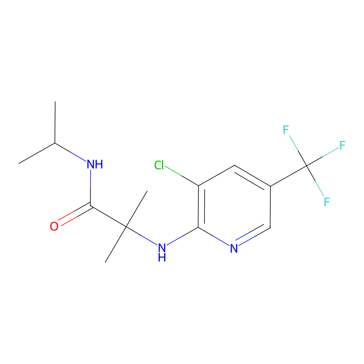 2-{[3-chloro-5-(trifluoromethyl)pyridin-2-yl]amino}-2-methyl-N-(propan-2-yl)propanamide molecular structure, CAS 2060750-54-9