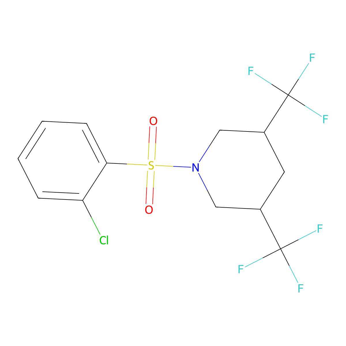 1-(2-Chlorobenzenesulfonyl)-3,5-bis(trifluoromethyl)piperidine molecular structure, CAS 2060750-58-3