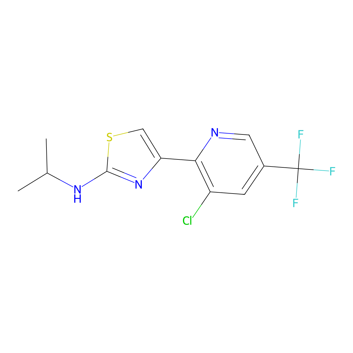 4-[3-chloro-5-(trifluoromethyl)pyridin-2-yl]-N-(propan-2-yl)-1,3-thiazol-2-amine molecular structure, CAS 2060750-71-0