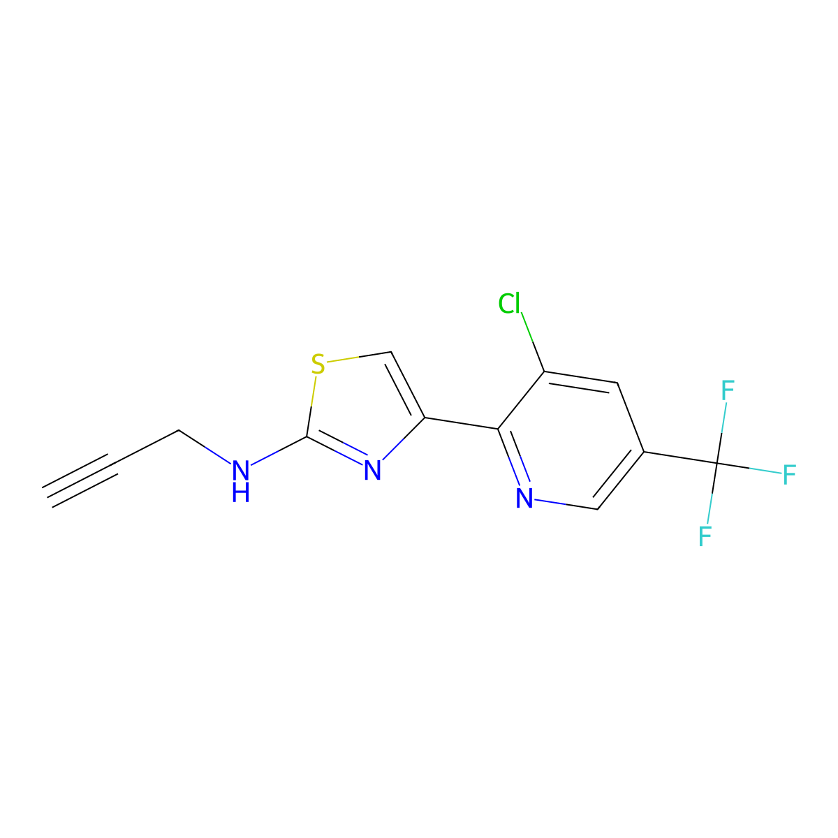 4-[3-chloro-5-(trifluoromethyl)pyridin-2-yl]-N-(prop-2-yn-1-yl)-1,3-thiazol-2-amine molecular structure, CAS 2060751-04-2