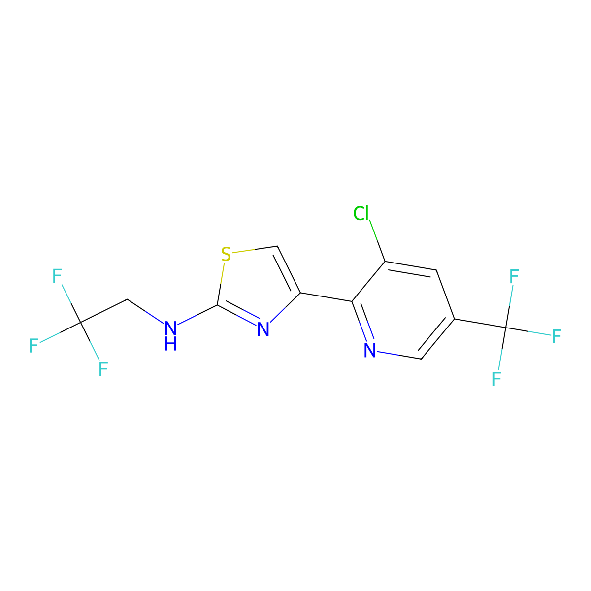 4-[3-chloro-5-(trifluoromethyl)pyridin-2-yl]-N-(2,2,2-trifluoroethyl)-1,3-thiazol-2-amine molecular structure, CAS 2060751-17-7