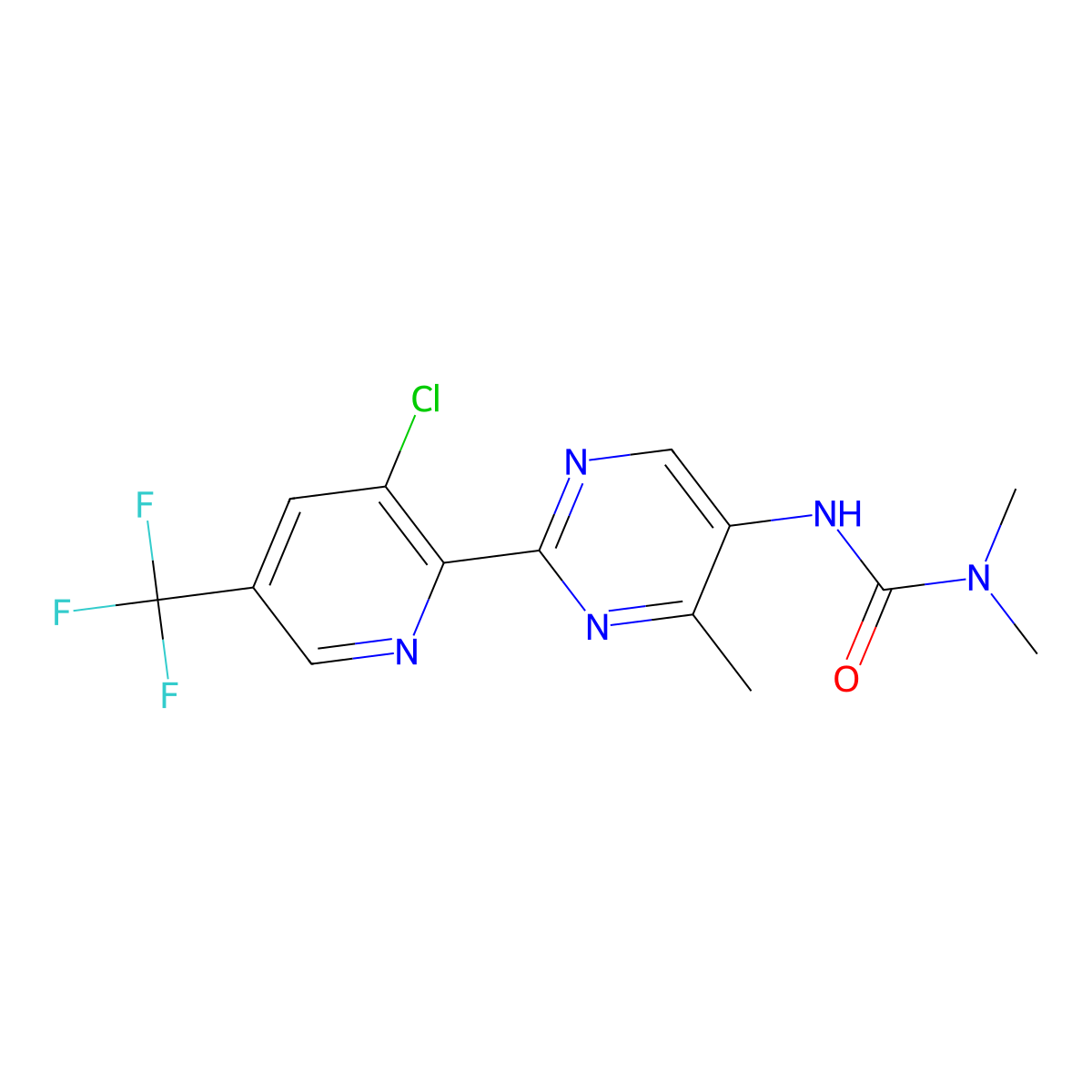 1-{2-[3-Chloro-5-(trifluoromethyl)pyridin-2-yl]-4-methylpyrimidin-5-yl}-3,3-dimethylurea molecular structure, CAS 2060751-23-5