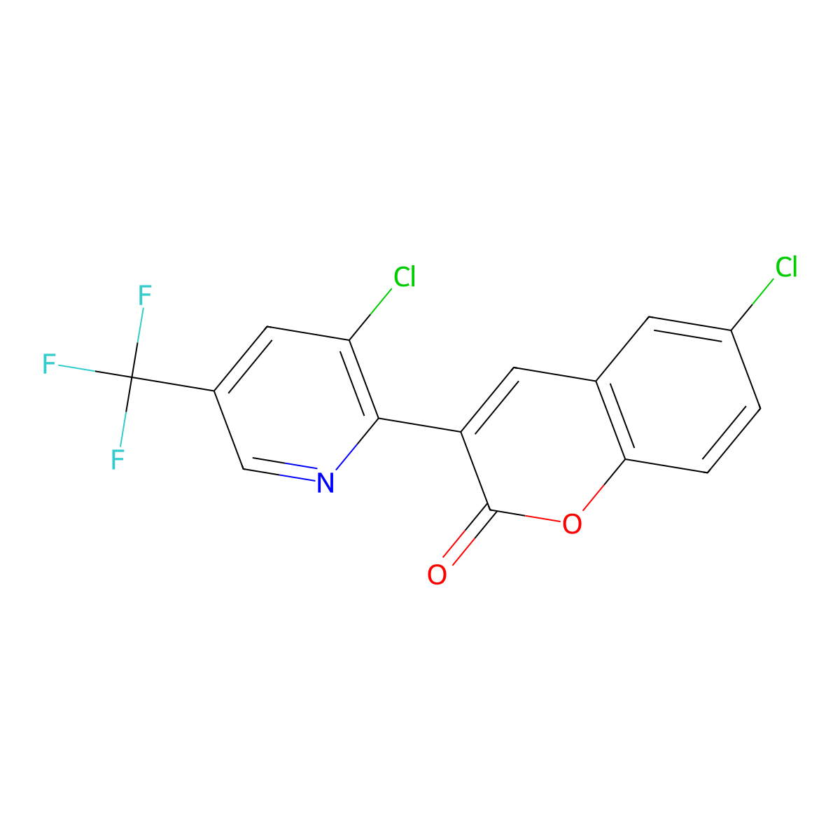 6-chloro-3-[3-chloro-5-(trifluoromethyl)pyridin-2-yl]-2H-chromen-2-one molecular structure, CAS 2060751-44-0