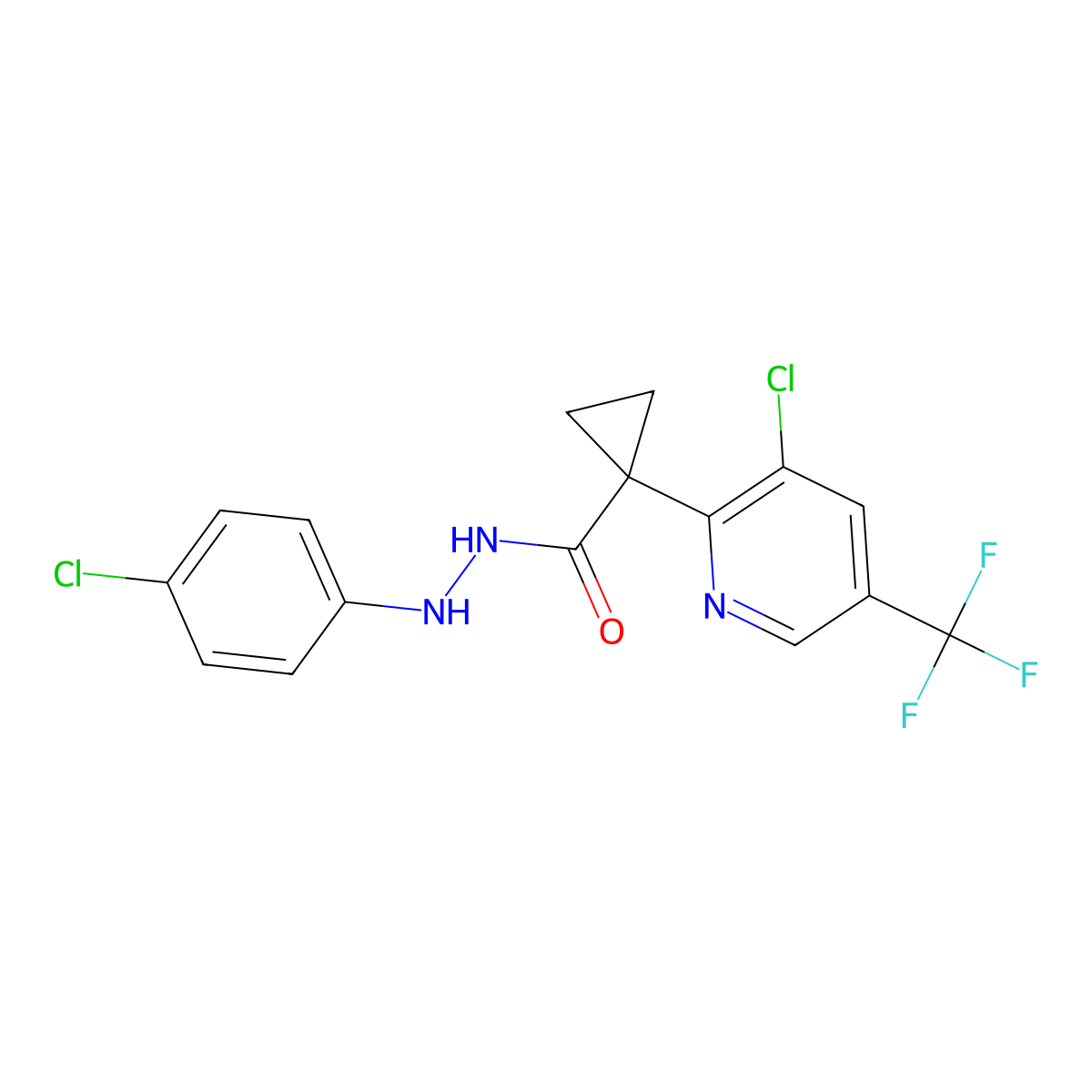 1-[3-chloro-5-(trifluoromethyl)pyridin-2-yl]-N'-(4-chlorophenyl)cyclopropane-1-carbohydrazide molecular structure, CAS 2060751-48-4