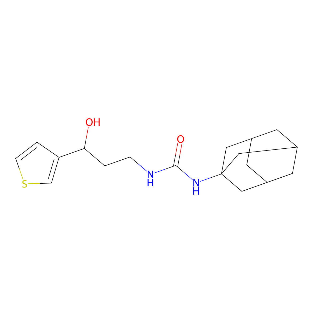 1-((1R,3s)-adamantan-1-yl)-3-(3-hydroxy-3-(thiophen-3-yl)propyl)urea molecular structure, CAS 2060872-77-5