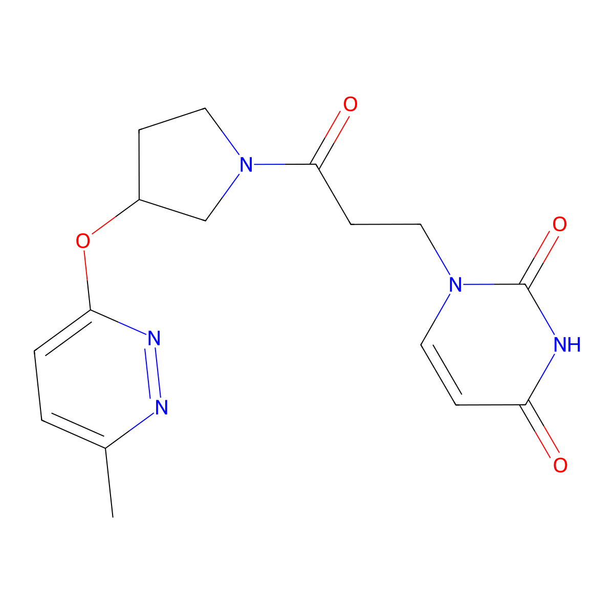 1-(3-(3-((6-methylpyridazin-3-yl)oxy)pyrrolidin-1-yl)-3-oxopropyl)pyrimidine-2,4(1H,3H)-dione molecular structure, CAS 2060962-99-2