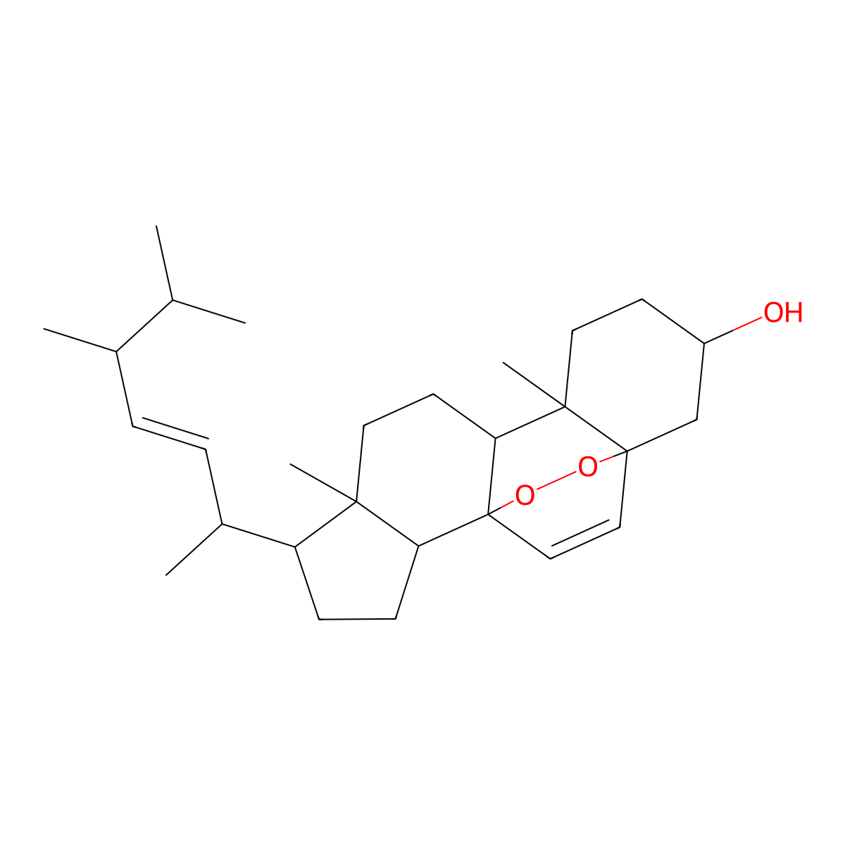 Ergosterol Peroxide molecular structure, CAS 2061-64-5