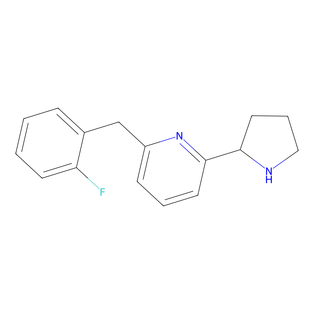 2-[(2-Fluorophenyl)methyl]-6-(pyrrolidin-2-YL)pyridine molecular structure, CAS 2061032-29-7
