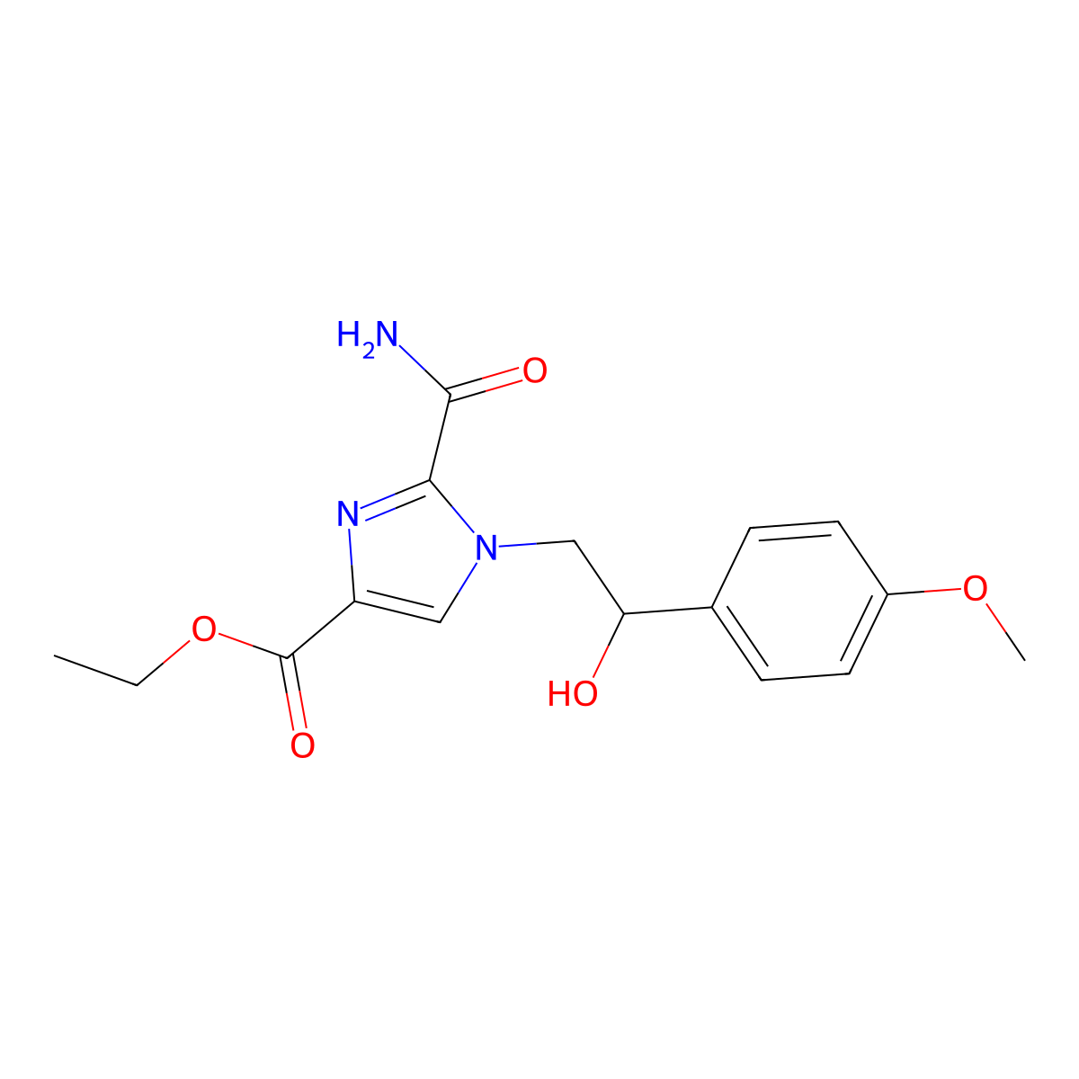 ethyl 2-(aminocarbonyl)-1-[2-hydroxy-2-(4-methoxyphenyl)ethyl]-1H-imidazole-4-carboxylate molecular structure, CAS 2061037-02-1