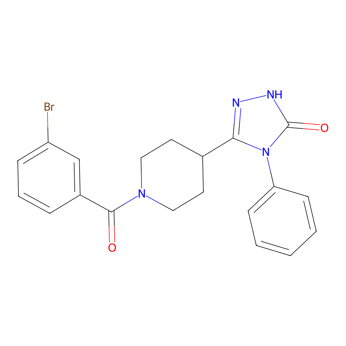 5-[1-(3-bromobenzoyl)piperidin-4-yl]-4-phenyl-2,4-dihydro-3H-1,2,4-triazol-3-one molecular structure, CAS 2061037-18-9
