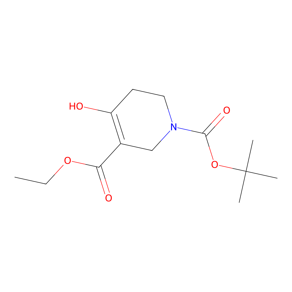 O1-Tert-butyl O5-ethyl 4-hydroxy-3,6-dihydro-2H-pyridine-1,5-dicarboxylate molecular structure, CAS 206111-37-7