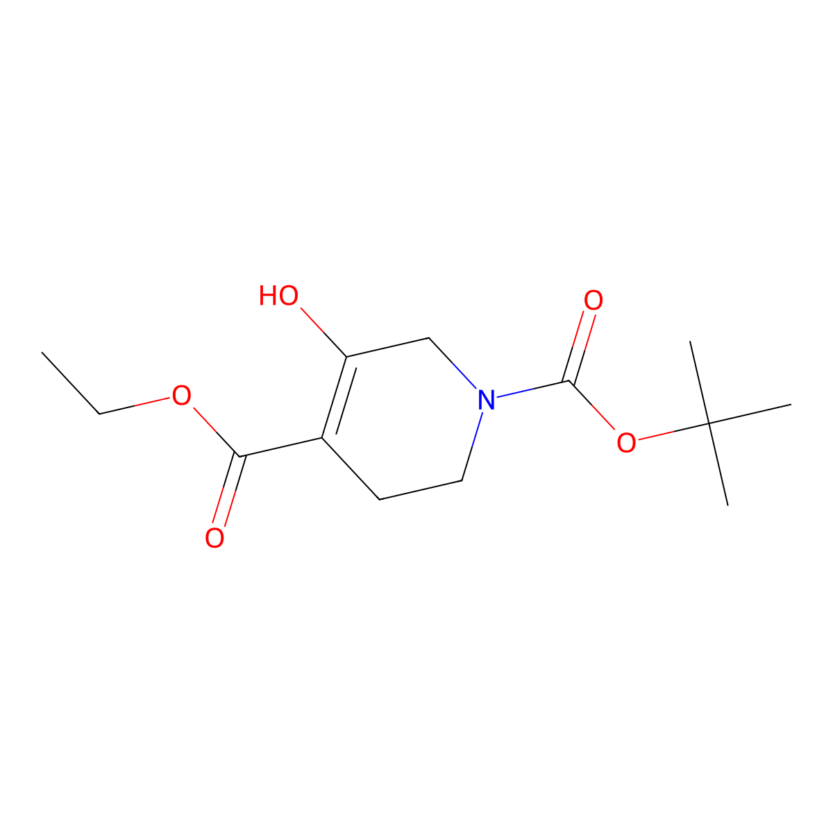 1-tert-Butyl 4-ethyl 3-hydroxy-5,6-dihydropyridine-1,4(2H)-dicarboxylate molecular structure, CAS 206111-40-2