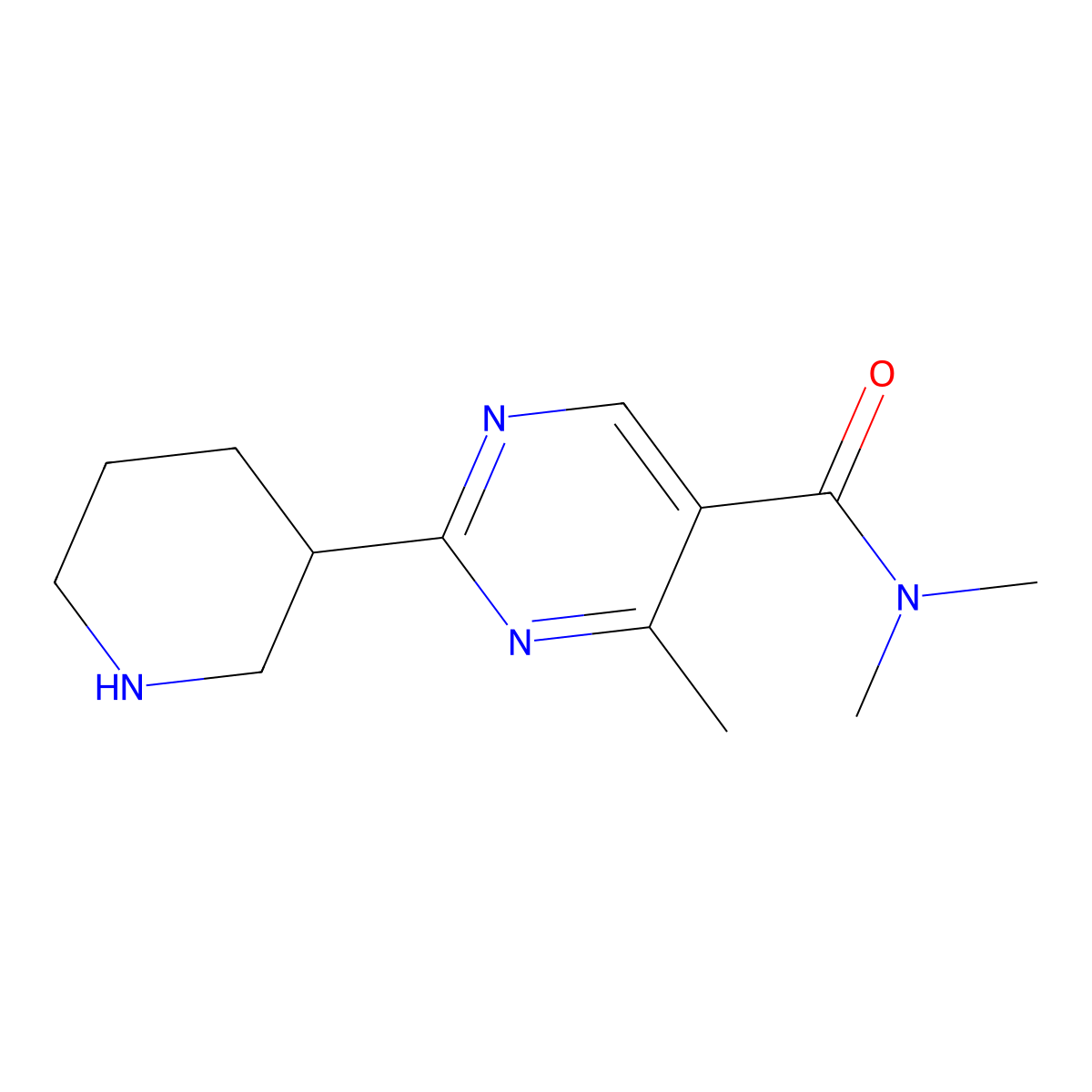 4-Methyl-2-piperidin-3-yl-pyrimidine-5-carboxylic acid dimethylamide molecular structure, CAS 2061148-71-6