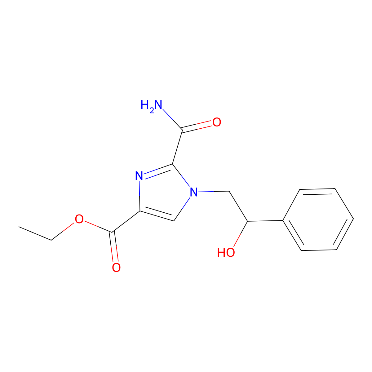 ethyl 2-(aminocarbonyl)-1-(2-hydroxy-2-phenylethyl)-1H-imidazole-4-carboxylate molecular structure, CAS 2061148-72-7
