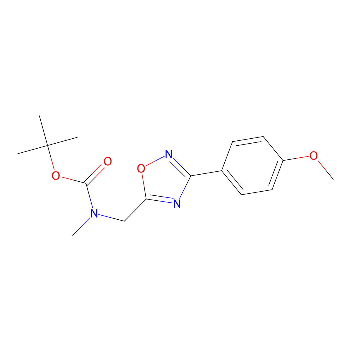 Tert-butyl {[3-(4-methoxyphenyl)-1,2,4-oxadiazol-5-yl]methyl}methylcarbamate molecular structure, CAS 2061148-86-3