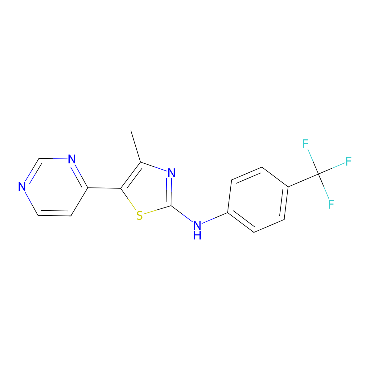 4-methyl-5-(pyrimidin-4-yl)-N-[4-(trifluoromethyl)phenyl]-1,3-thiazol-2-amine molecular structure, CAS 2061149-22-0