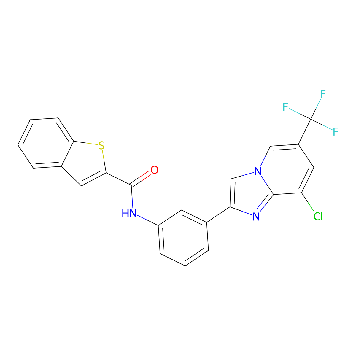 N-{3-[8-chloro-6-(trifluoromethyl)imidazo[1,2-a]pyridin-2-yl]phenyl}-1-benzothiophene-2-carboxamide molecular structure, CAS 2061170-45-2
