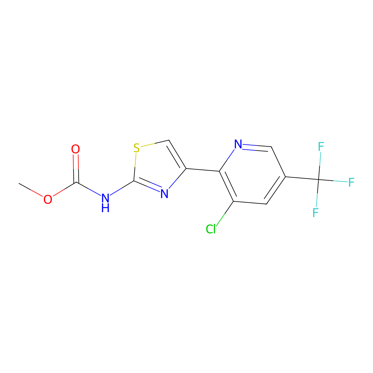 methyl N-{4-[3-chloro-5-(trifluoromethyl)pyridin-2-yl]-1,3-thiazol-2-yl}carbamate molecular structure, CAS 2061171-88-6